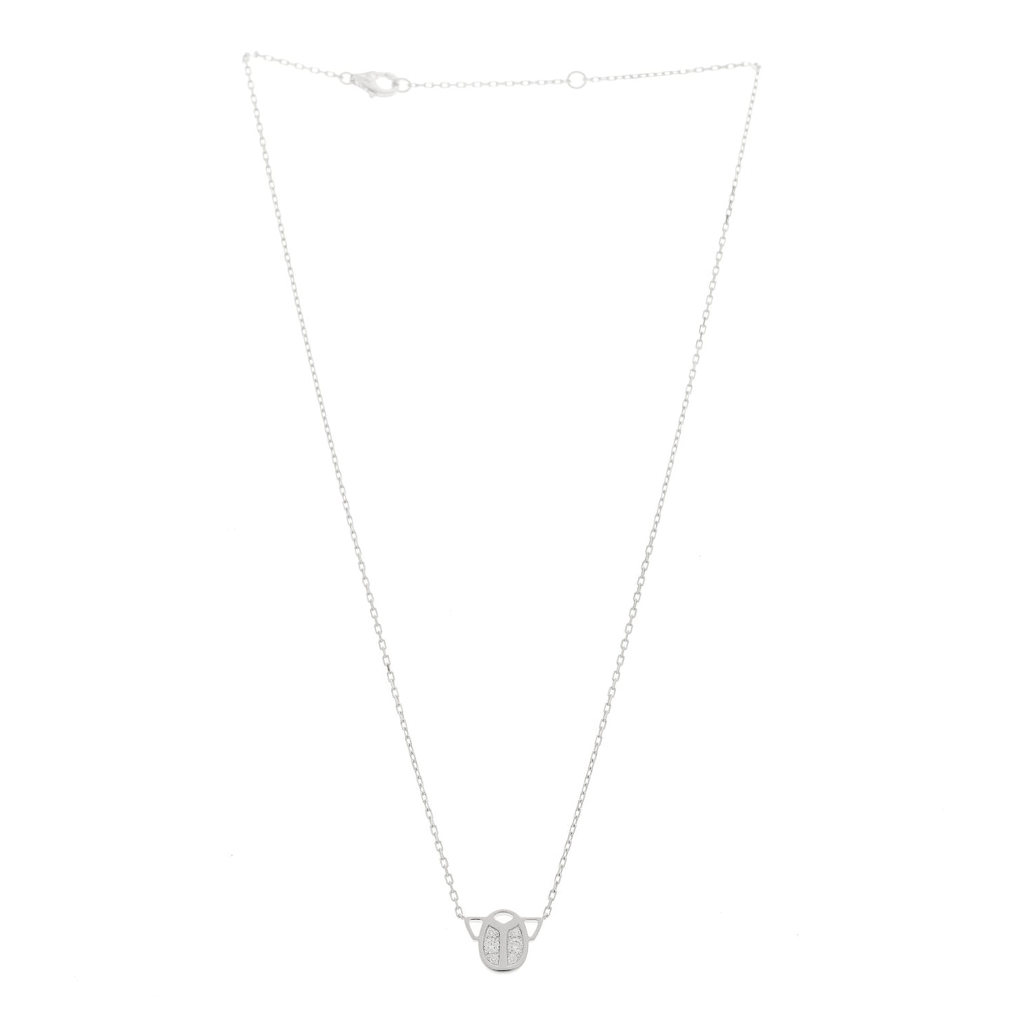 18K White Gold Diamond Scarab Necklace