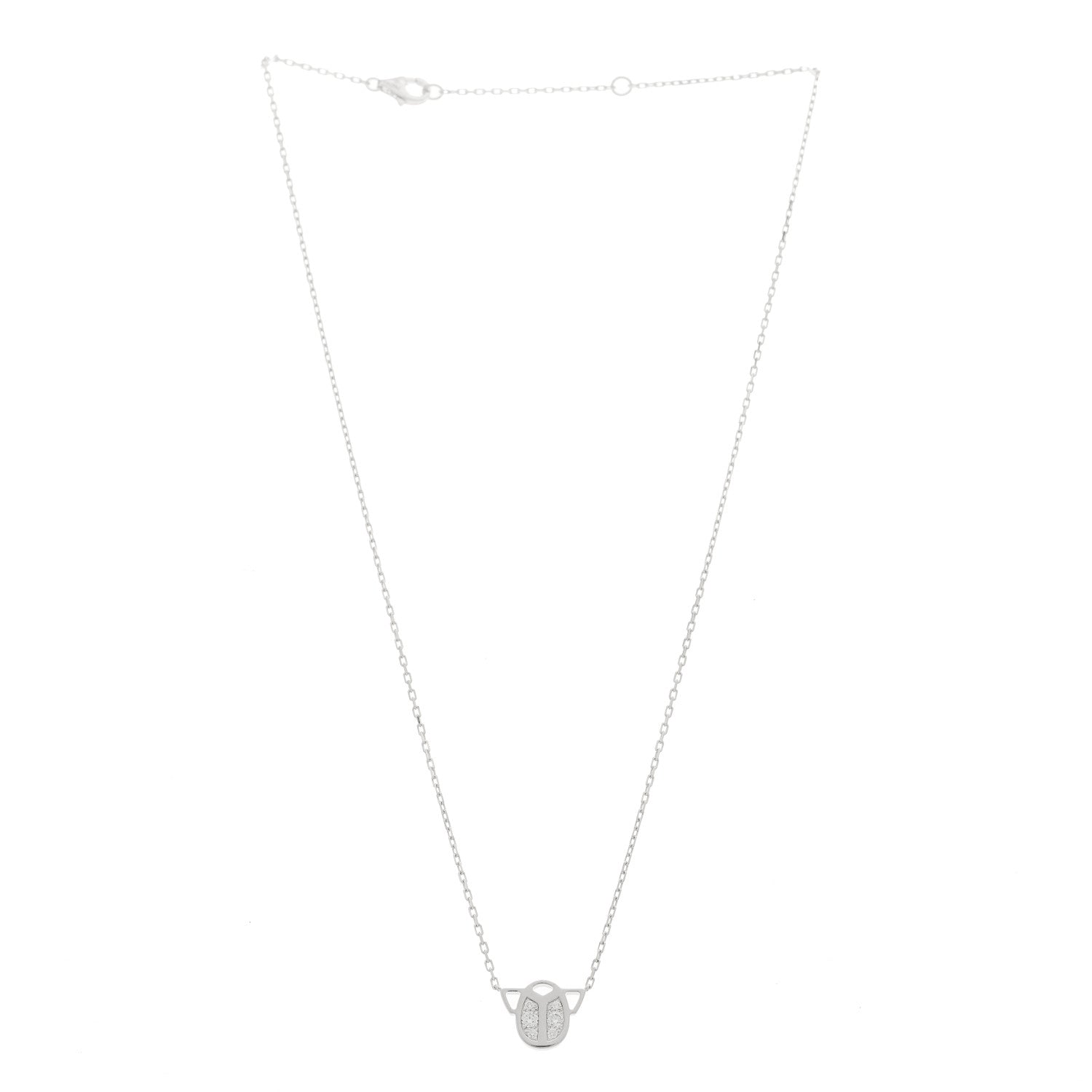 Cartier 18K White Gold Diamond Scarab Necklace 2 of 5