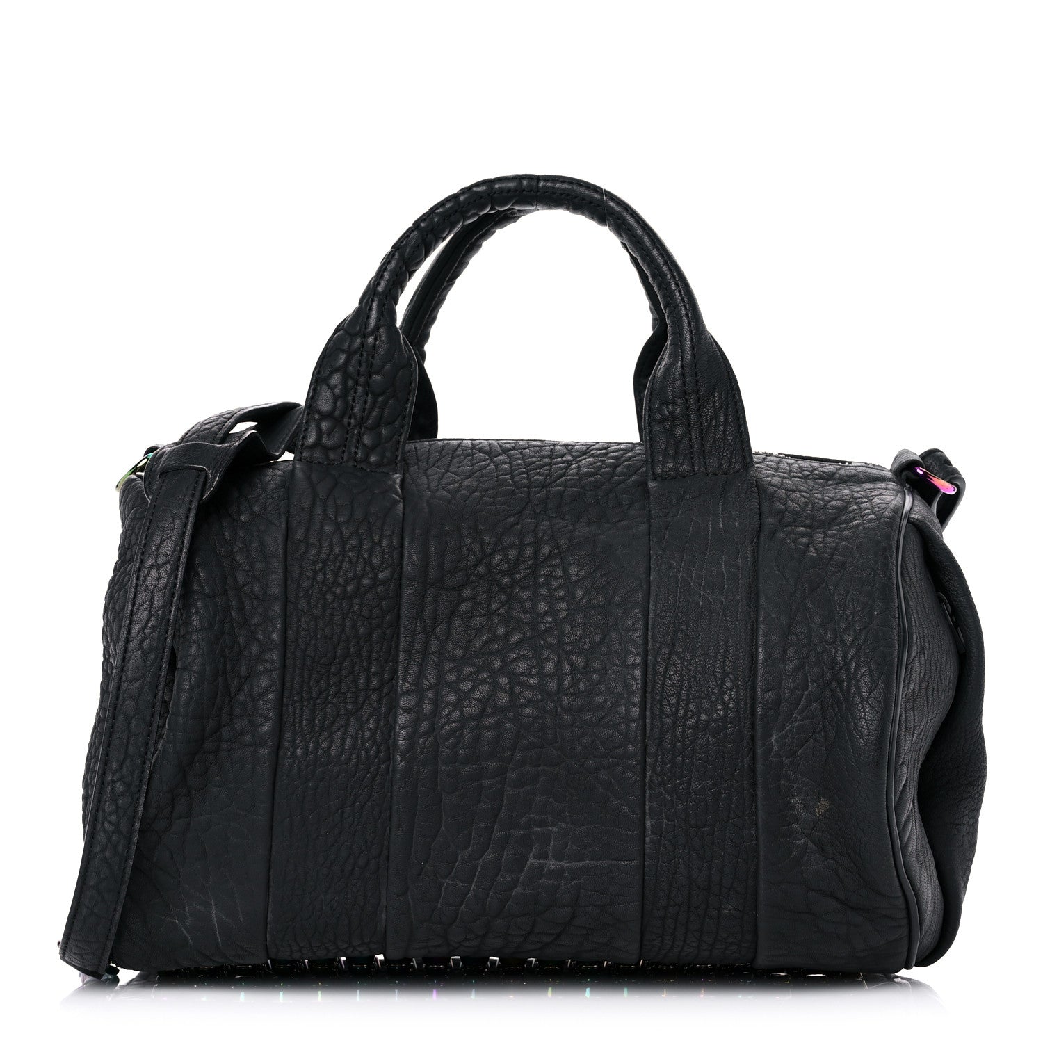 Alexander Wang Pebbled Lambskin Rocco Matte Black Iridescent Hardware 1 of 13