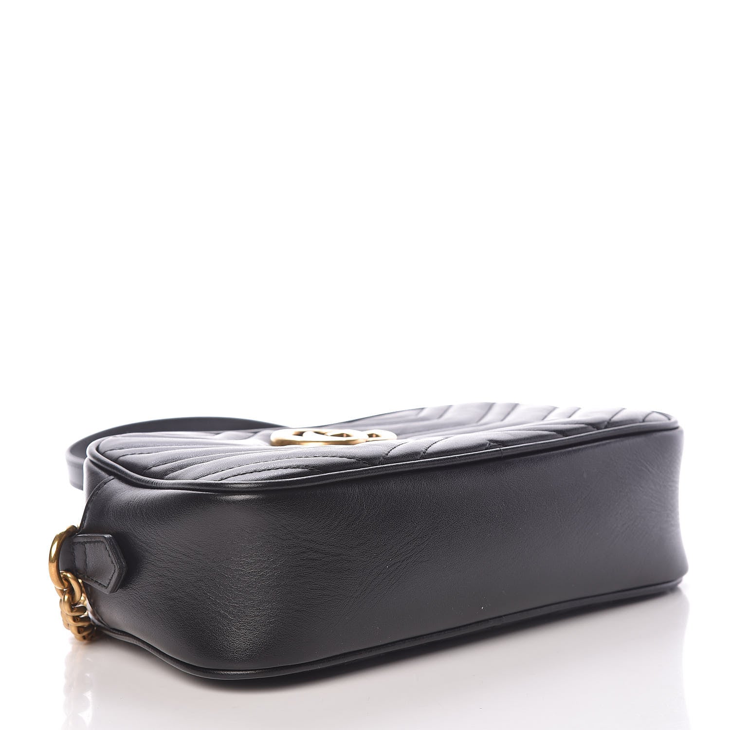 Gucci Calfskin Matelasse Small GG Marmont Chain Shoulder Bag Black 4 of 11
