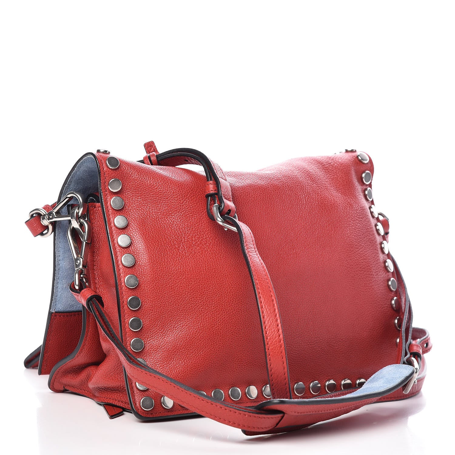 Prada Glace Calf Studded Etiquette Flap Fuoco 3 of 11