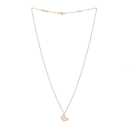 Van Cleef & Arpels 18K Yellow Gold Mother of Pearl Sweet Alhambra Butterfly Pendant Necklace 3 of 4