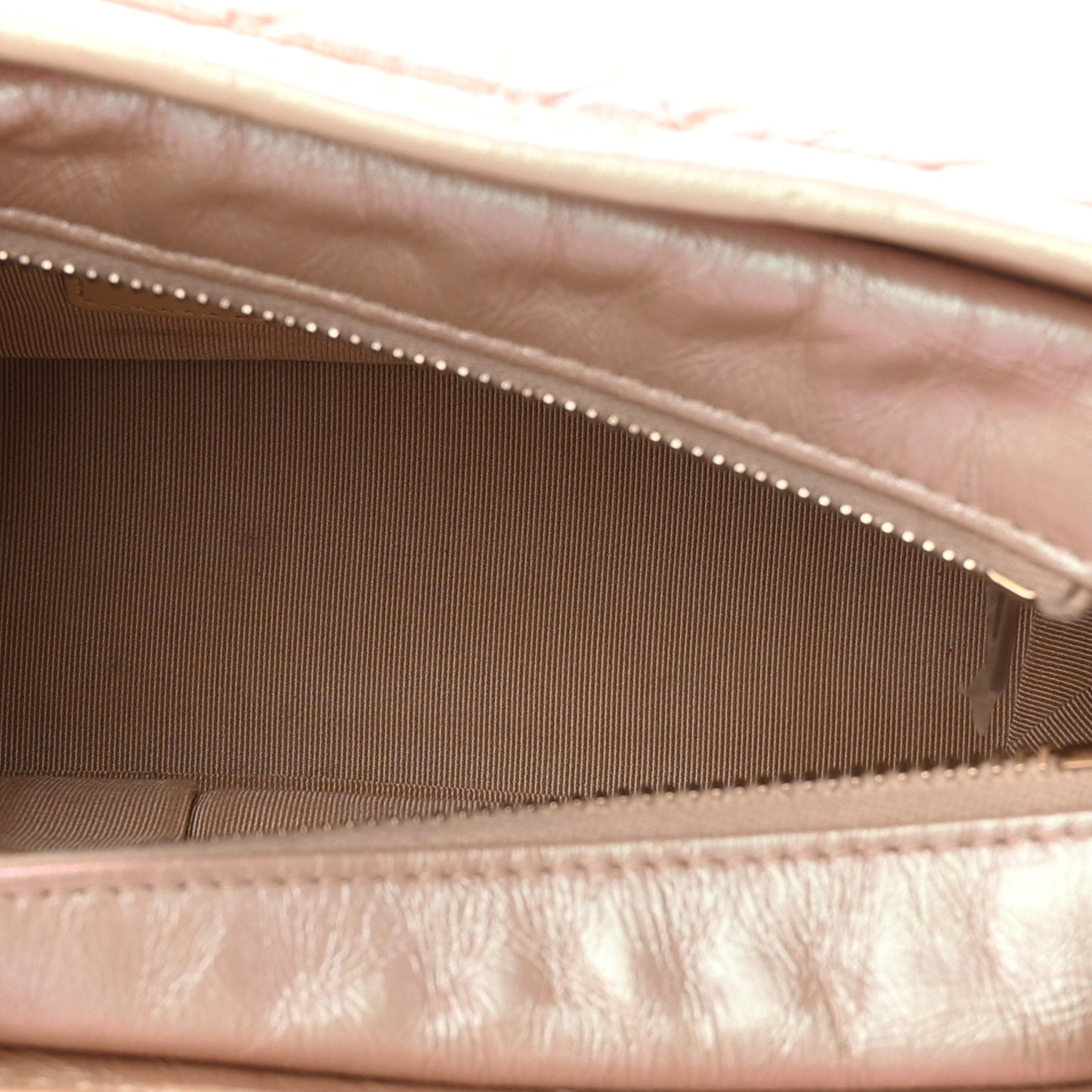 Iridescent Aged Calfskin Quilted Small Gabrielle Hobo Light Pink