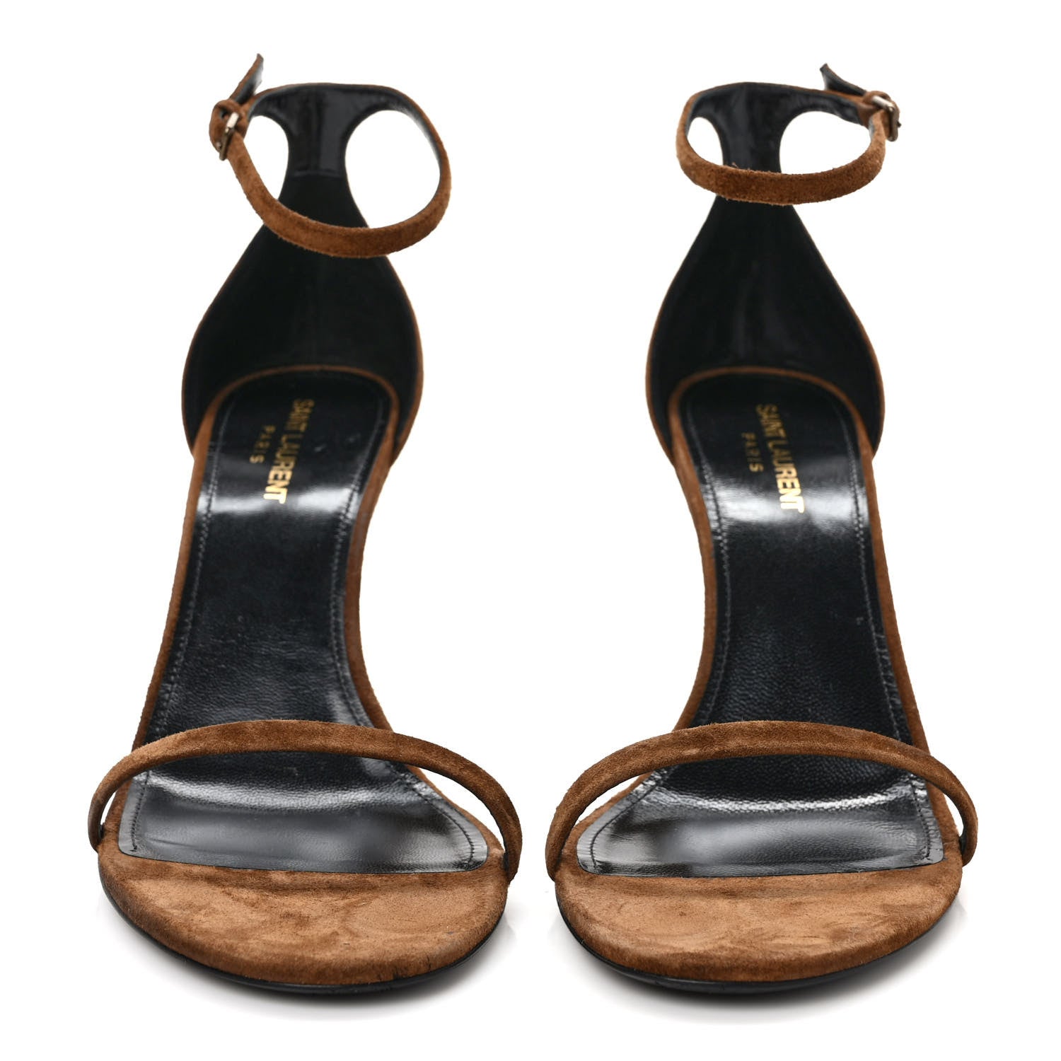 Saint Laurent Suede Lila Wedge Sandals 40 Brown 2 of 8