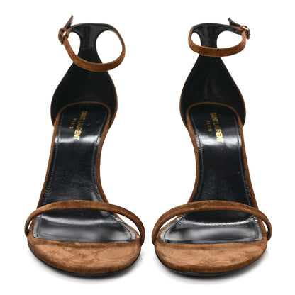 Saint Laurent Suede Lila Wedge Sandals 40 Brown 2 of 8