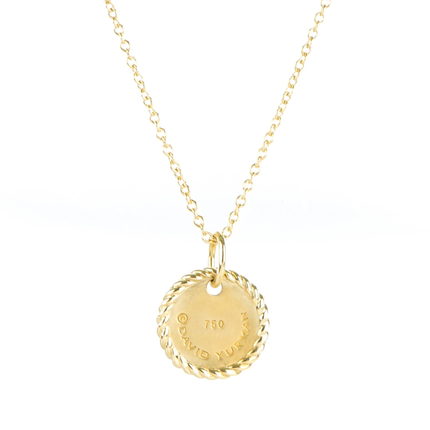 David Yurman 18K Yellow Gold Diamond Initial E Charm Necklace 5 of 5