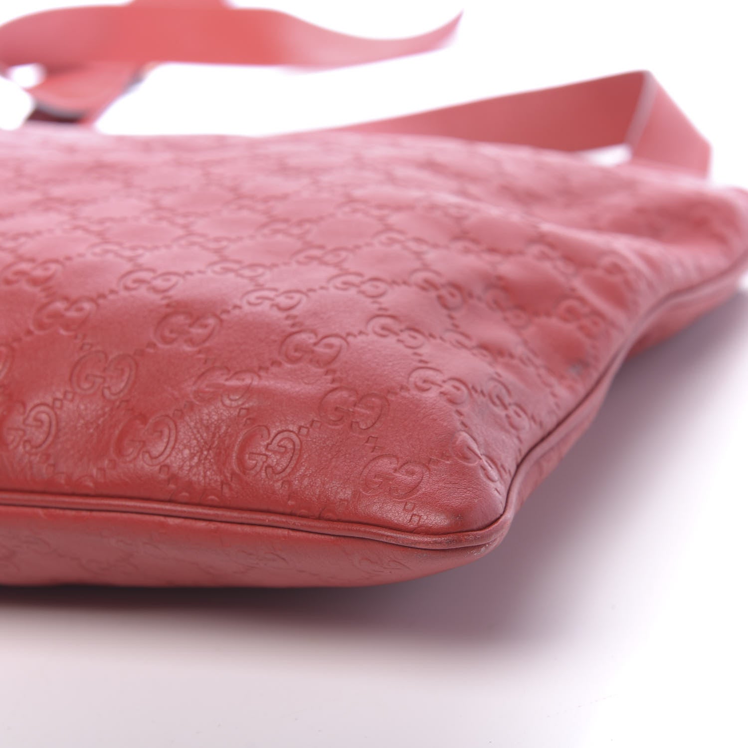 Gucci Guccissima Medium Flat Messenger Bag Red 12 of 14