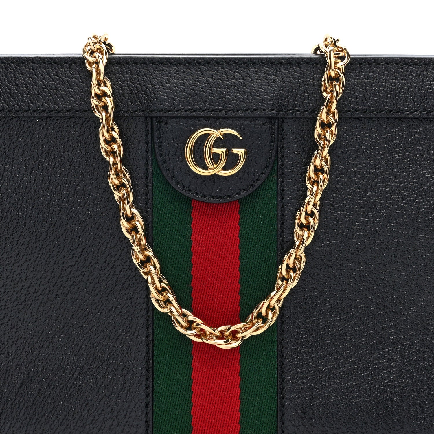 Gucci Calfskin GG Web Small Ophidia Chain Shoulder Bag Black 9 of 11