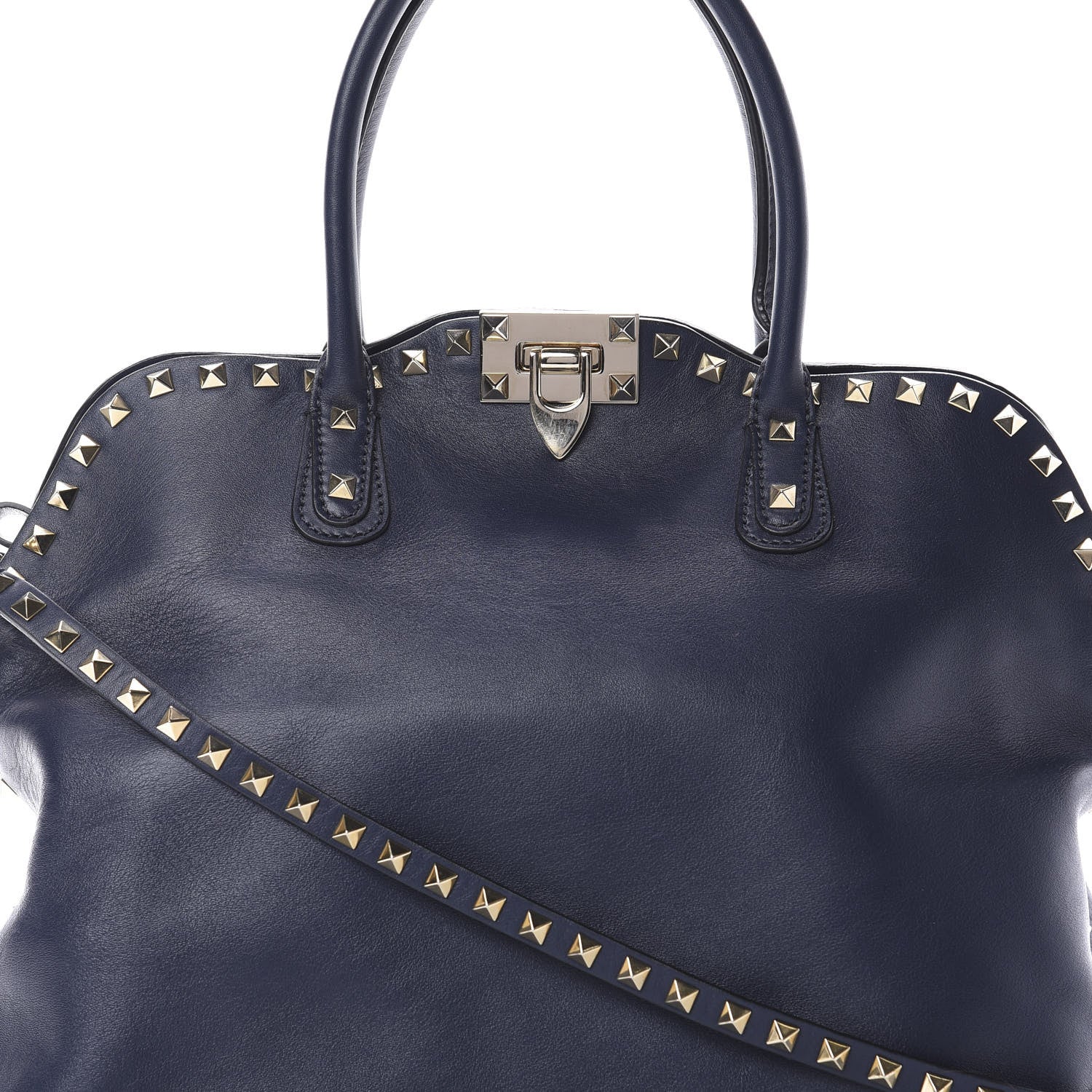Valentino Garavani Vitello Rockstud Dome Satchel Marine 8 of 14