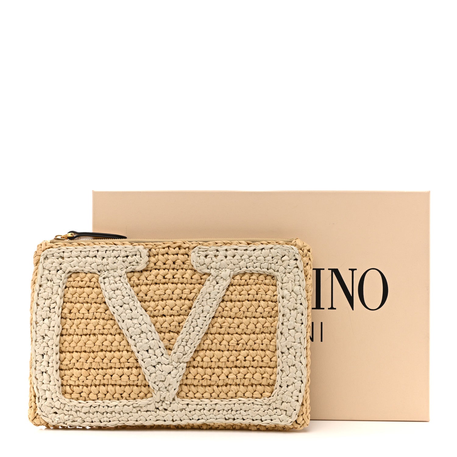Valentino Garavani Raffia Viva Superstar Clutch Naturale Butter 7 of 7