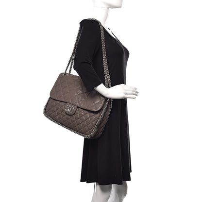 Chanel Washed Lambskin Quilted Chain Around Maxi Flap Taupe 2 of 11