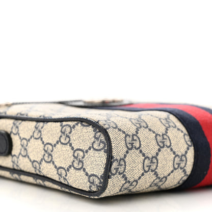 Gucci GG Supreme Monogram Textured Dollar Calfskin Web Small Ophidia Messenger Bag Beige Blue 9 of 11