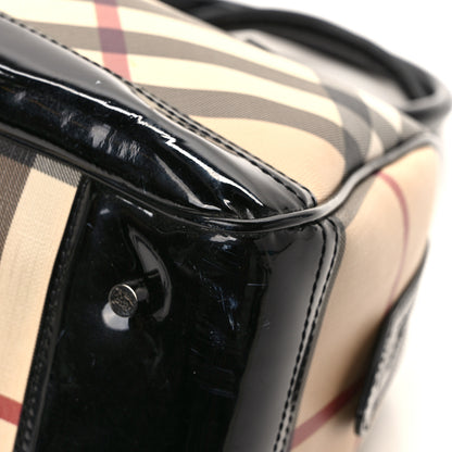 Burberry Supernova Check Patent Bowling Bag Black 12 of 14