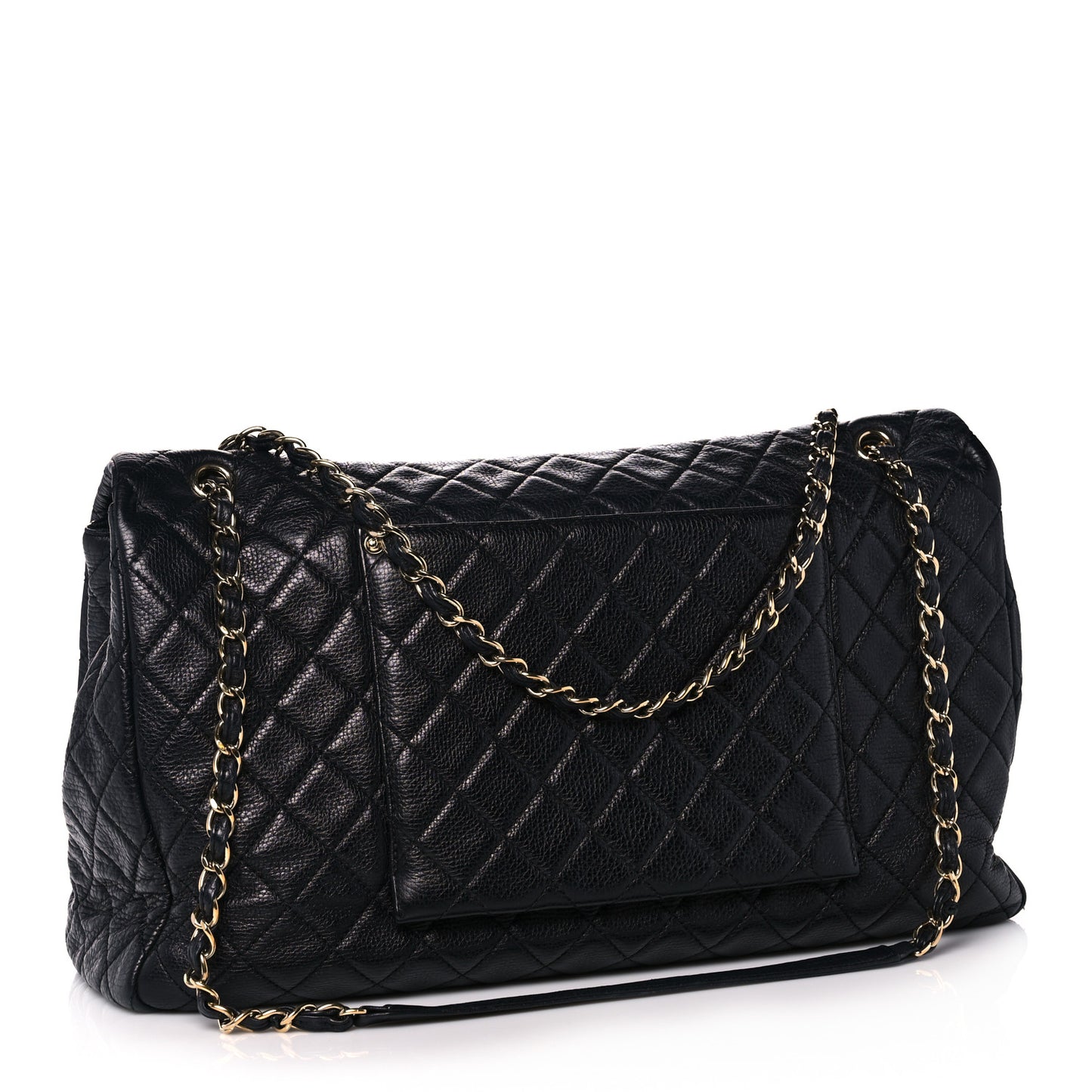 Calfskin Quilted XXL Travel Flap Bag Navy
