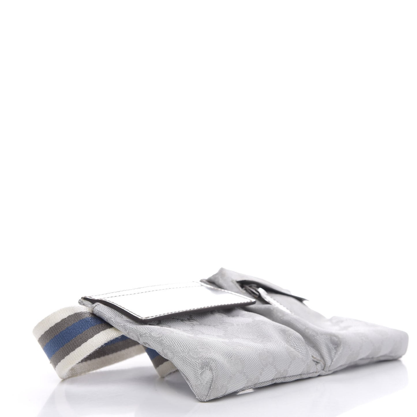 GG Monogram Web Double Pocket Belt Bag Silver