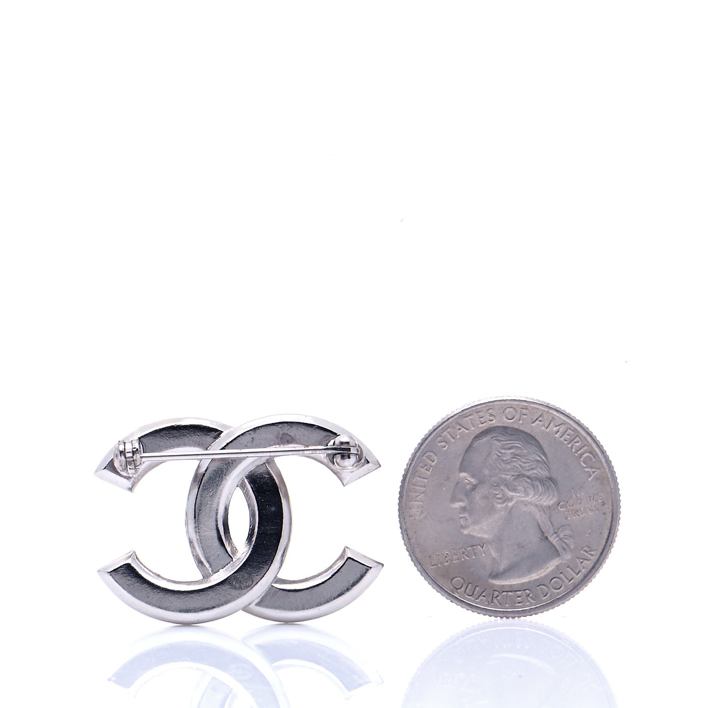 Baguette Crystal CC Small Brooch Silver