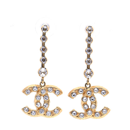 Chanel CC Crystal Drop Earrings Gold 1 of 6