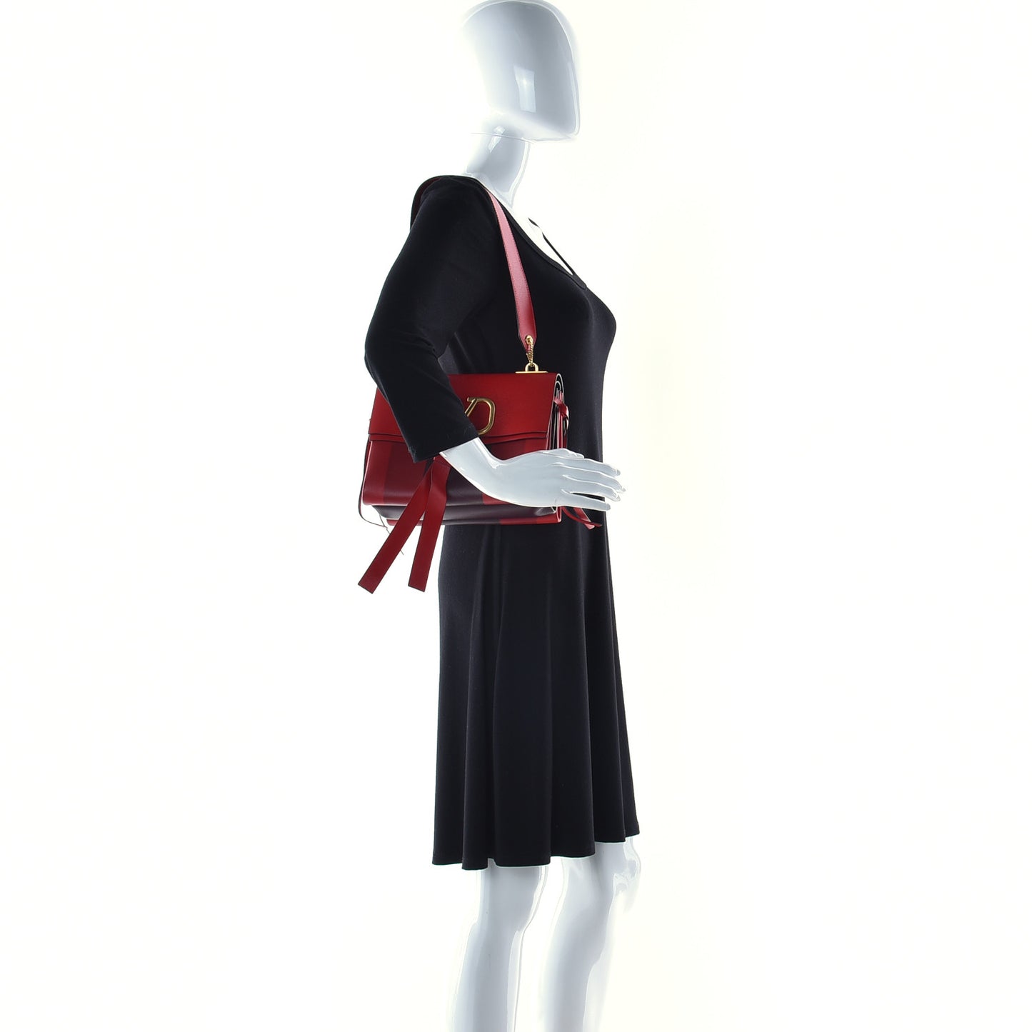 Smooth Calfskin Colorblock Medium Vring Shoulder Bag Rouge Pur