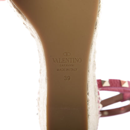 Valentino Garavani Grained Calfskin Rockstud Ankle Wrap Espadrille 15/85mm Wedges 39 Shadow Pink 8 of 10