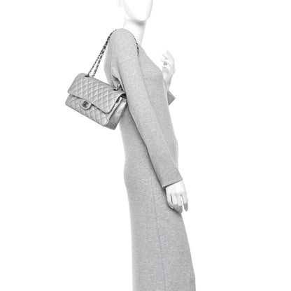 Chanel Metallic Caviar Quilted Medium Double Flap Silvery 2 of 10