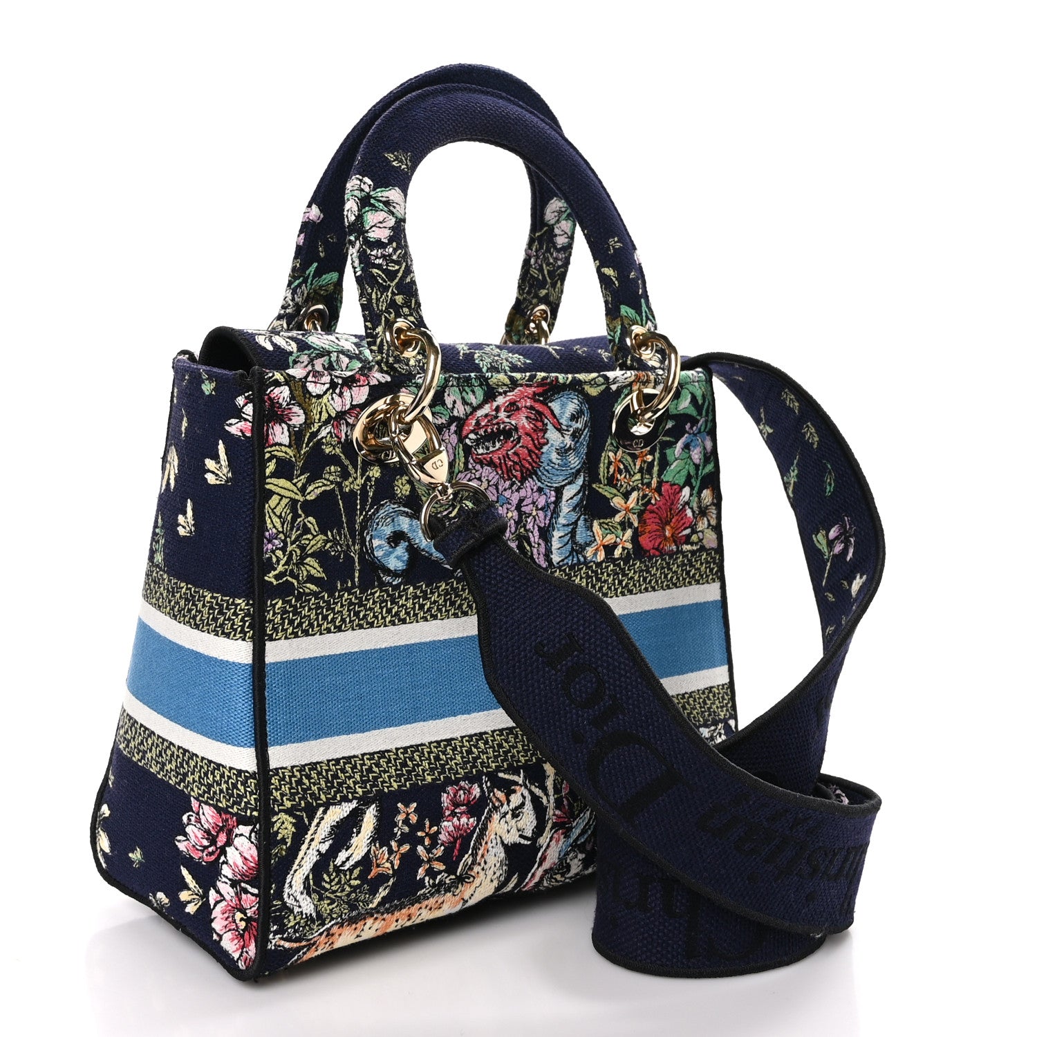 Christian Dior Canvas D-Constellation Embroidered Medium Lady D-Lite Bleu Multicolor 3 of 11