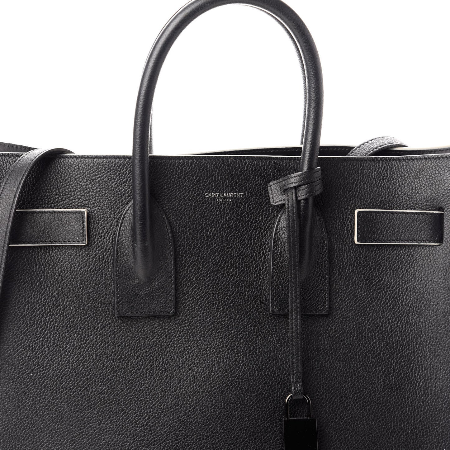 Grained Calfskin Topstitch Small Sac De Jour Black Porcelain