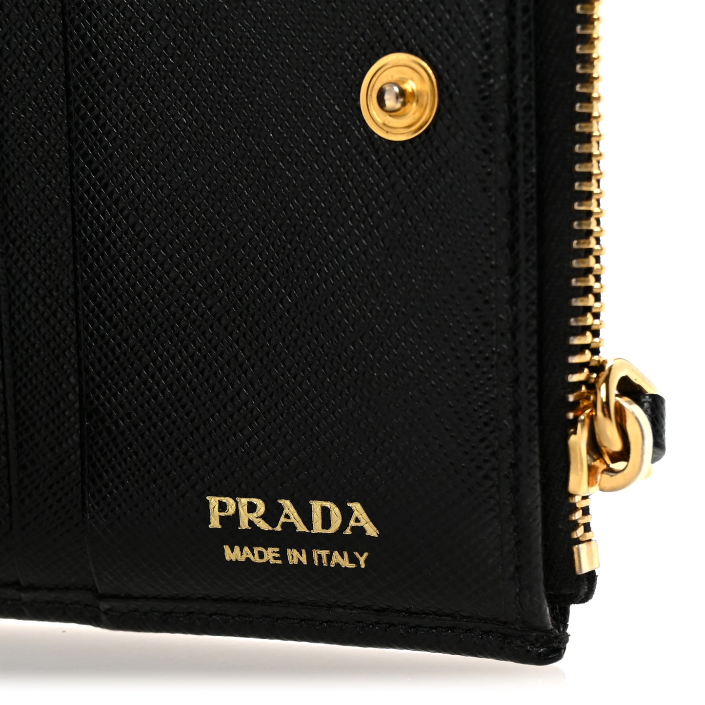 Saffiano Zip Top Compact Wallet Black
