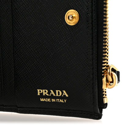 Prada Saffiano Zip Top Compact Wallet Black 6 of 6