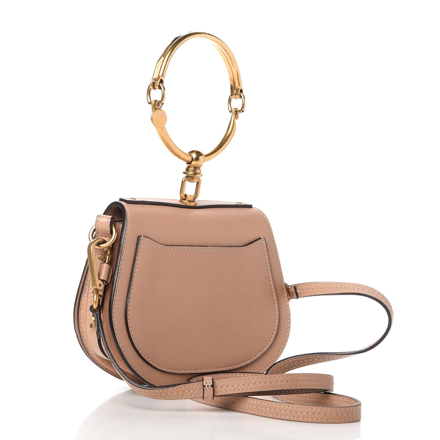 Calfskin Suede Small Nile Bracelet Bag Biscotti Beige