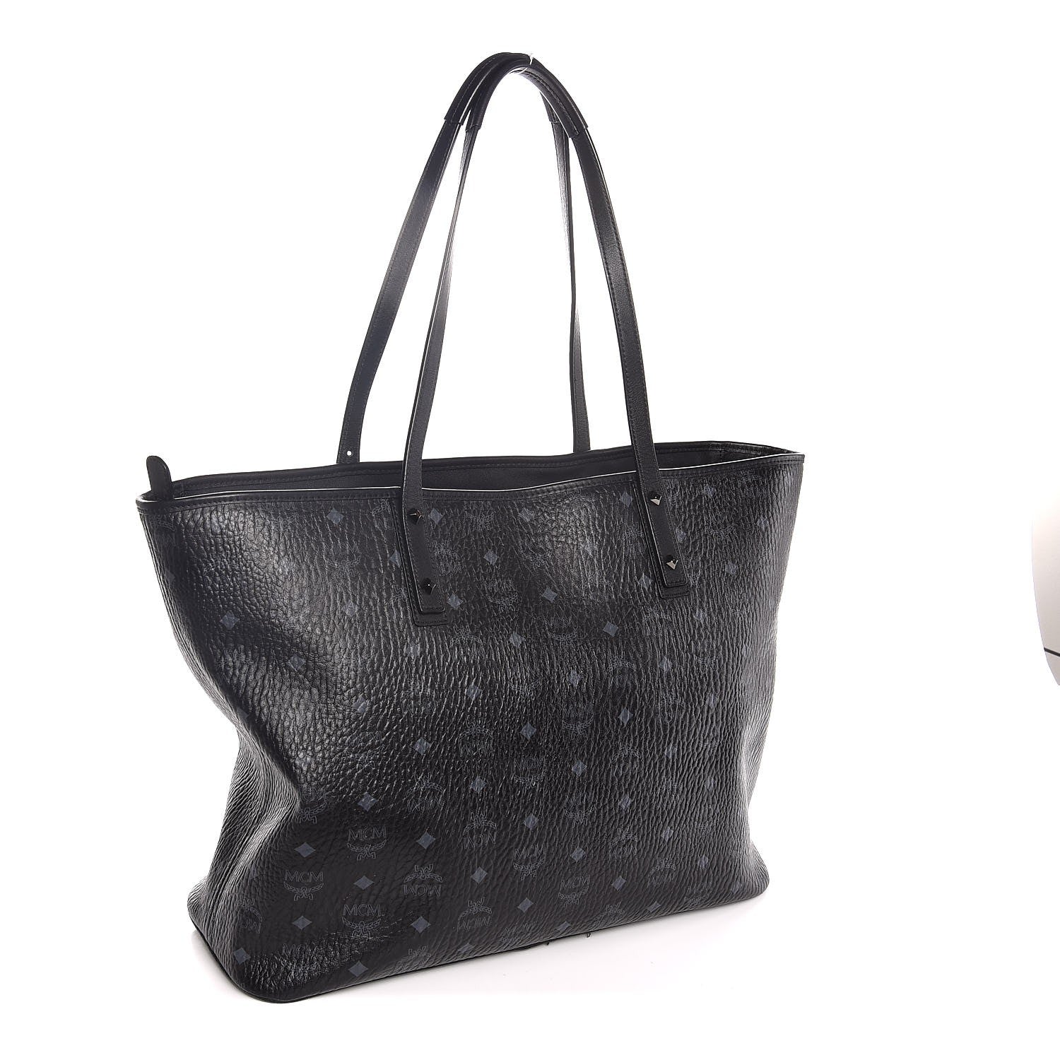 MCM Visetos Large Anya Shopper Tote Black 3 of 8