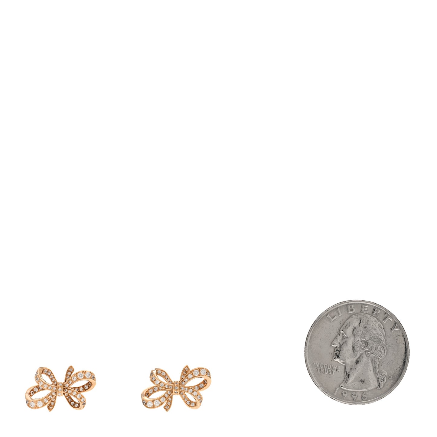 18K Rose Gold Diamond Bow Earrings