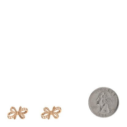 Tiffany 18K Rose Gold Diamond Bow Earrings 2 of 5