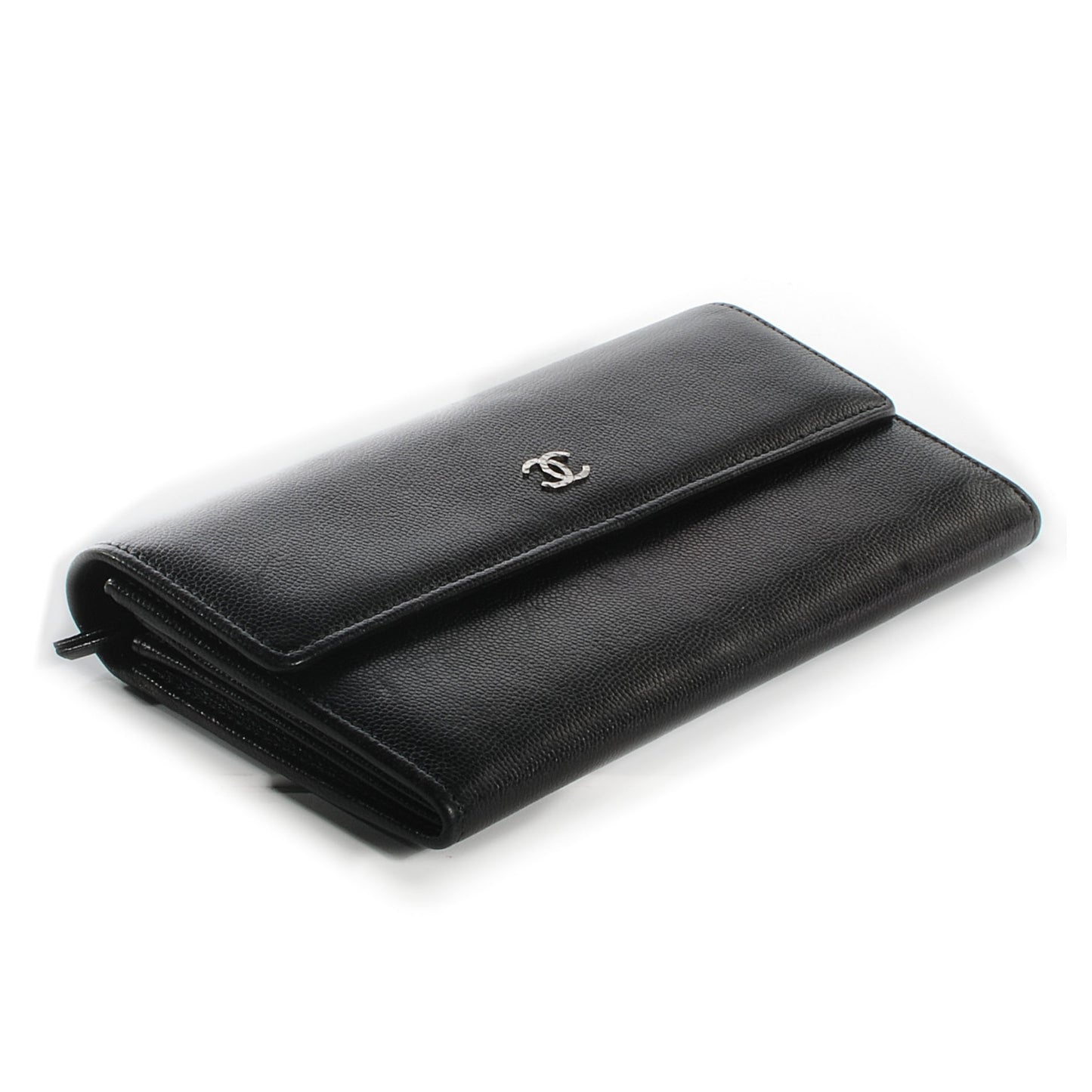 Caviar Sevruga Large Gusset Flap Wallet Black