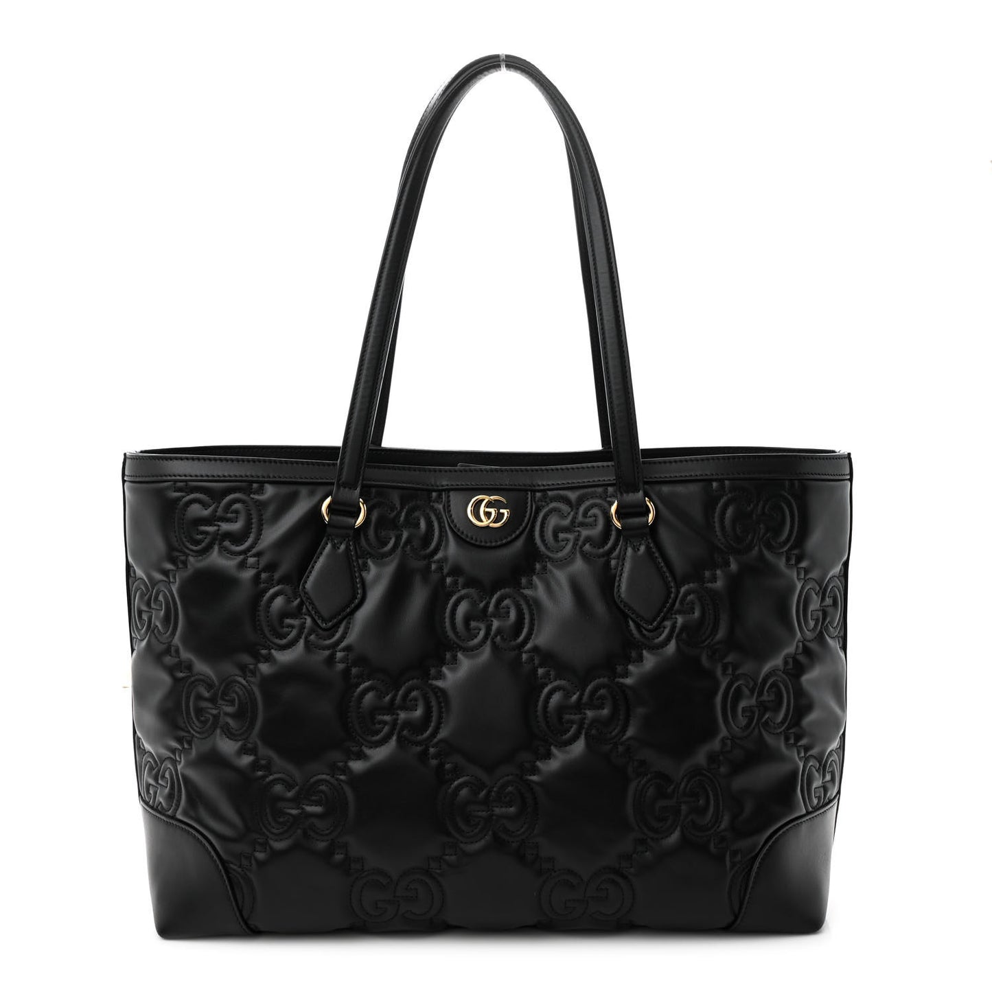 Calfskin GG Matelasse Medium Ophidia Shopping Tote Black