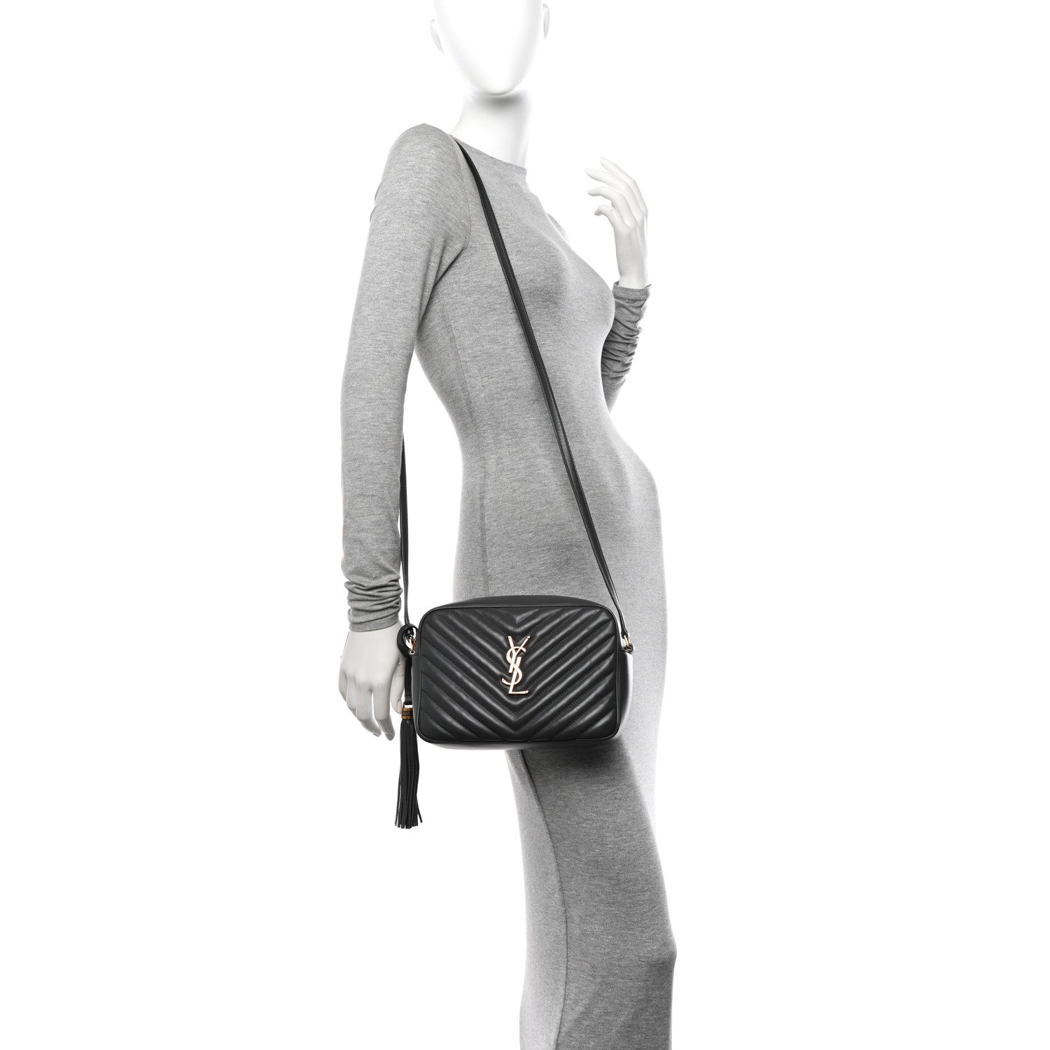 Saint Laurent Calfskin Matelasse Monogram Lou Camera Bag Greyish Brown 3 of 10
