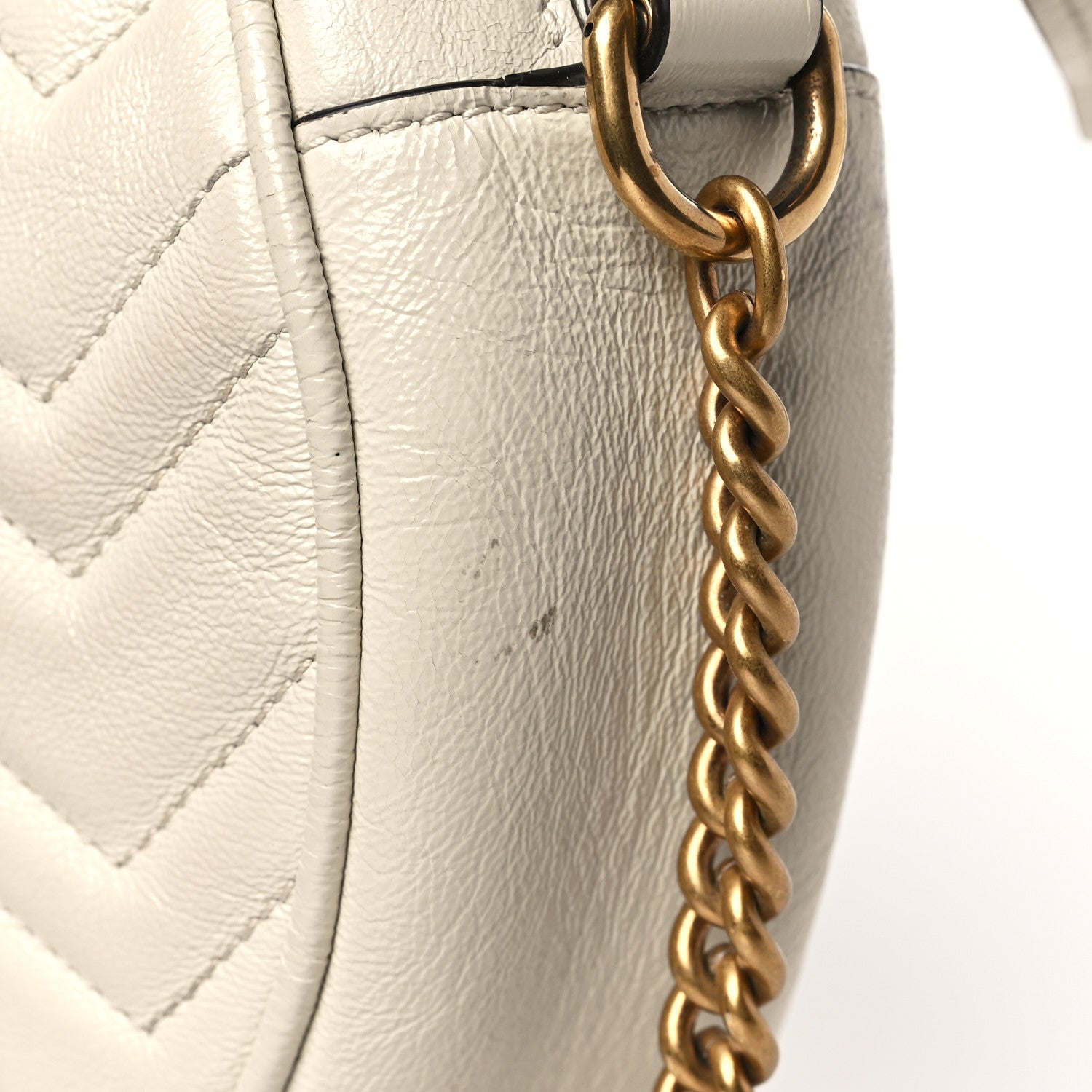 Gucci Calfskin Matelasse Mini GG Marmont Round Shoulder Bag White 11 of 12