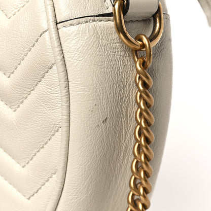 Gucci Calfskin Matelasse Mini GG Marmont Round Shoulder Bag White 11 of 12