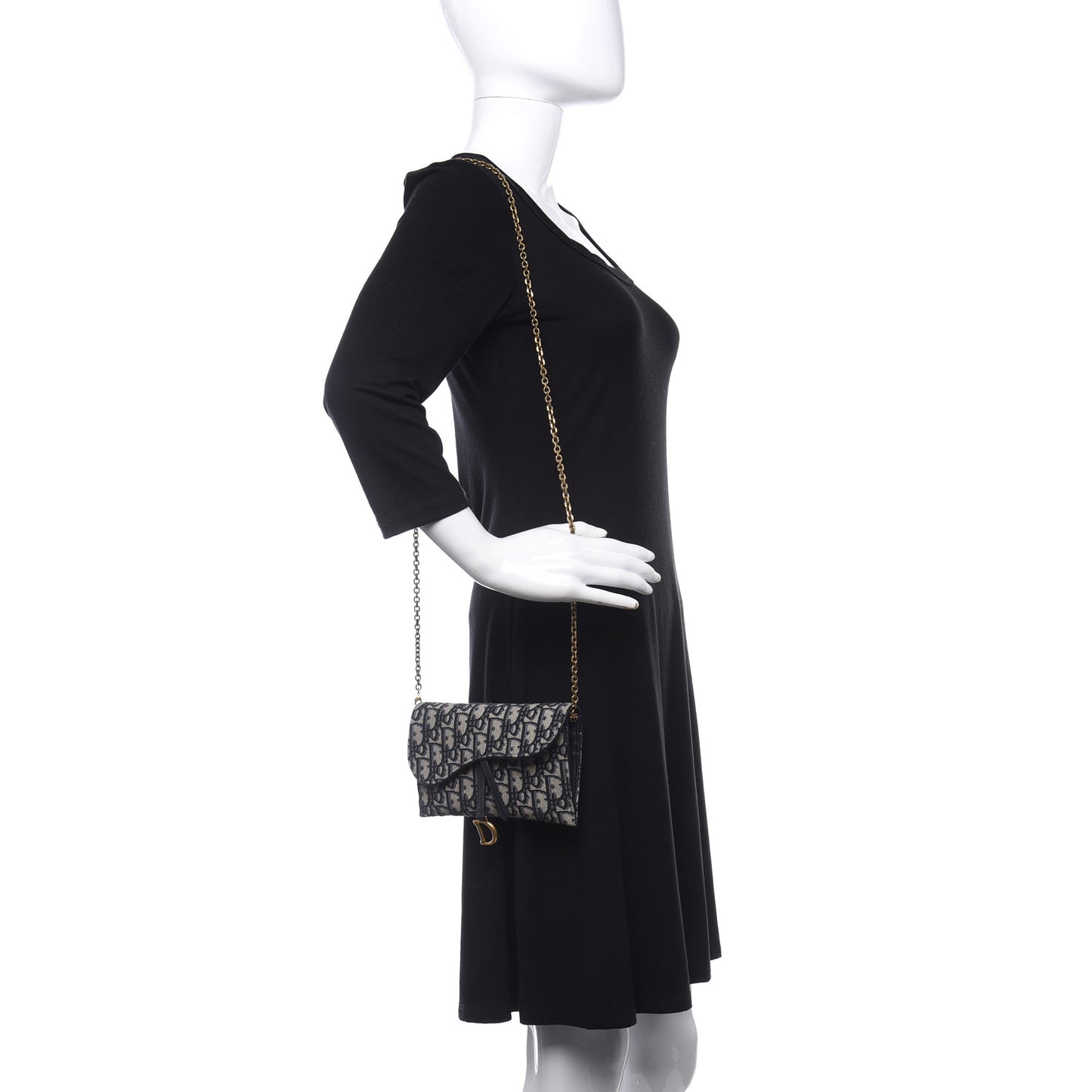 Oblique Saddle Chain Long Wallet Blue