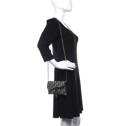 Christian Dior Oblique Saddle Chain Long Wallet Blue 2 of 10