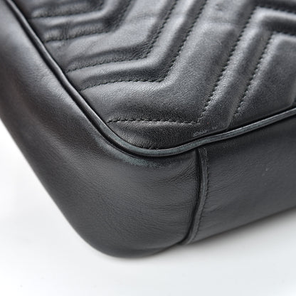 Gucci Calfskin Matelasse Medium GG Marmont Shoulder Bag Black 12 of 15