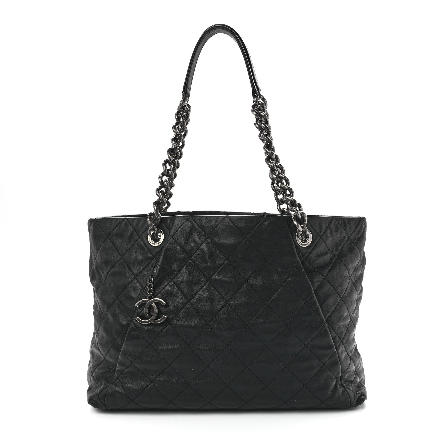 Chanel Calfskin Quilted Large Coco Pleats Tote Black 1 of 10