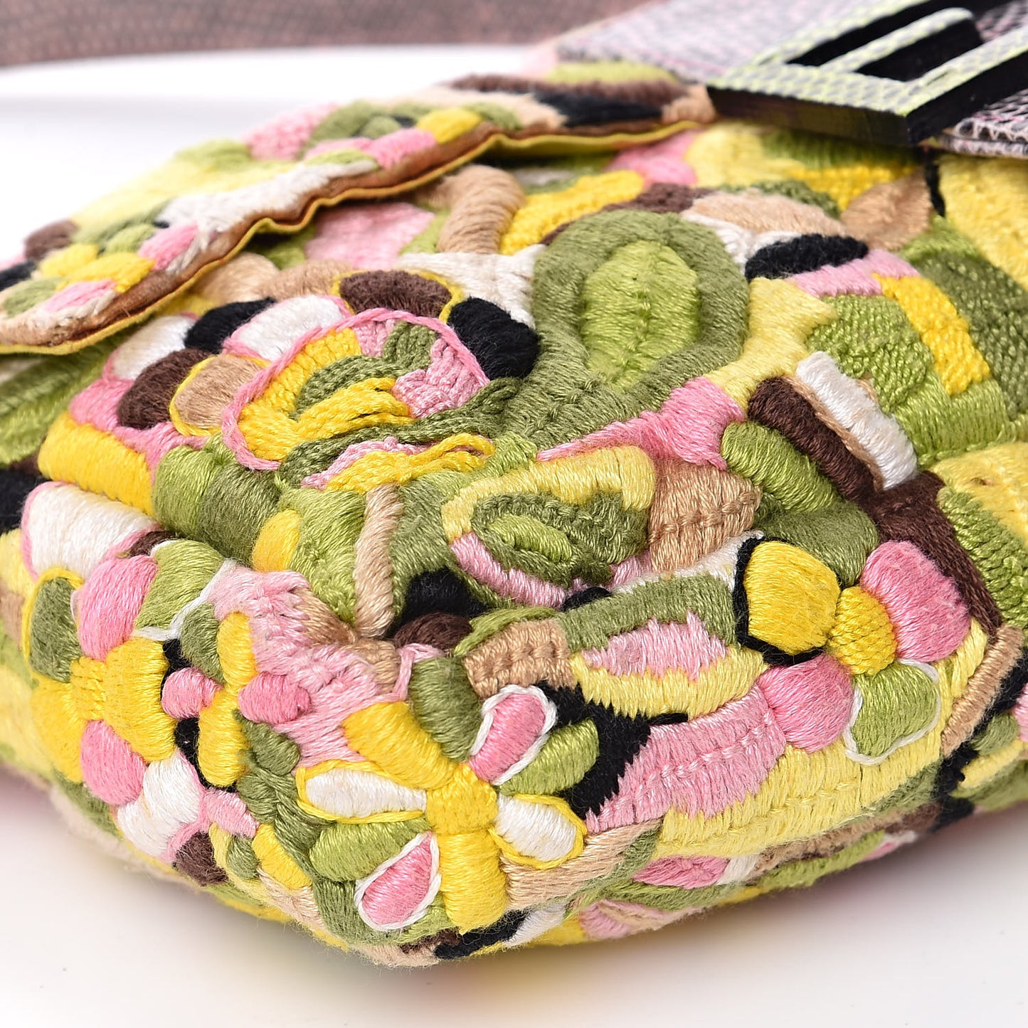 Lizard Embroidered Flower Baguette Pink Multicolor