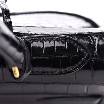 Hermes Shiny Crocodile Kelly Sellier 32 Black 9 of 33