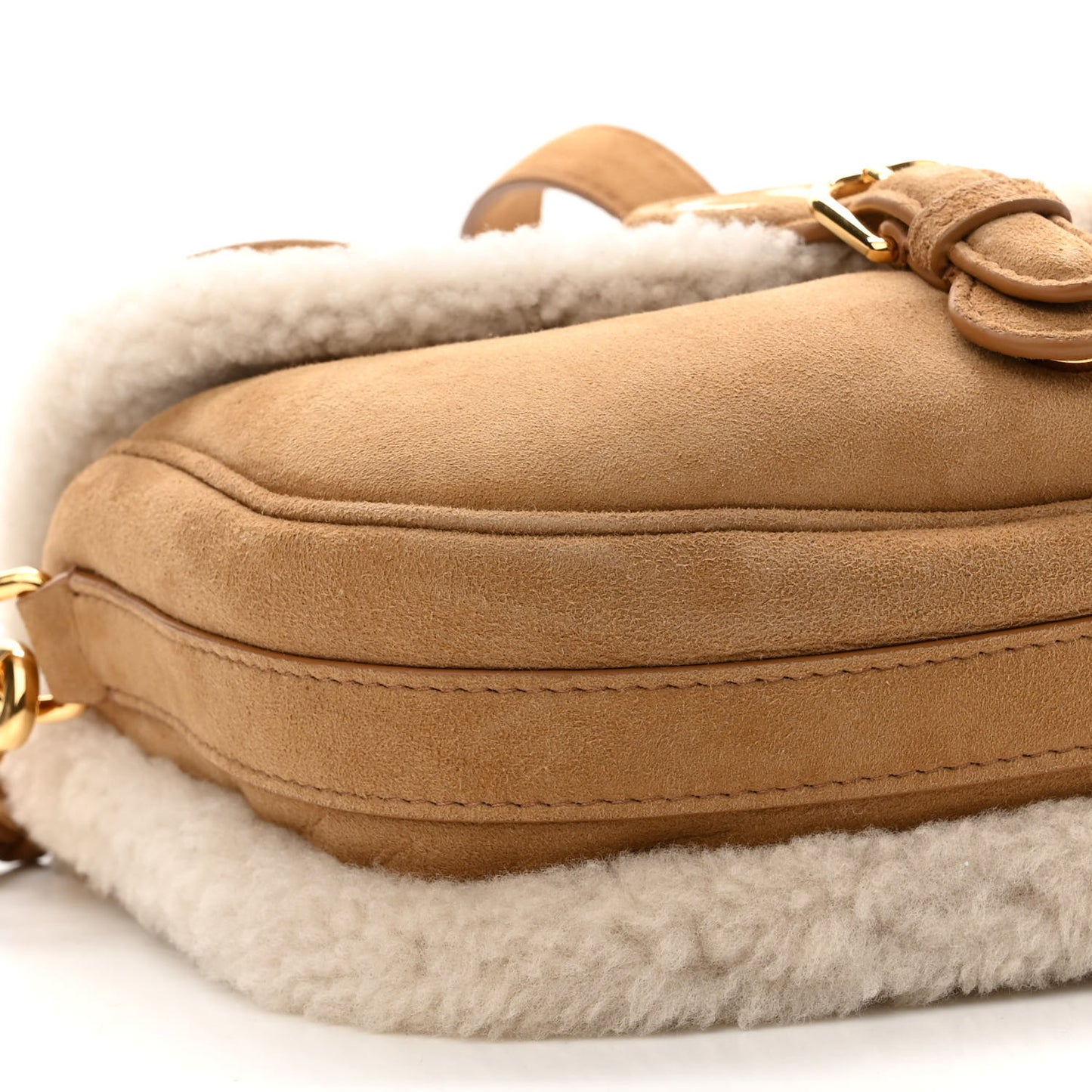 Suede Shearling Medium Bobby Flap Natural