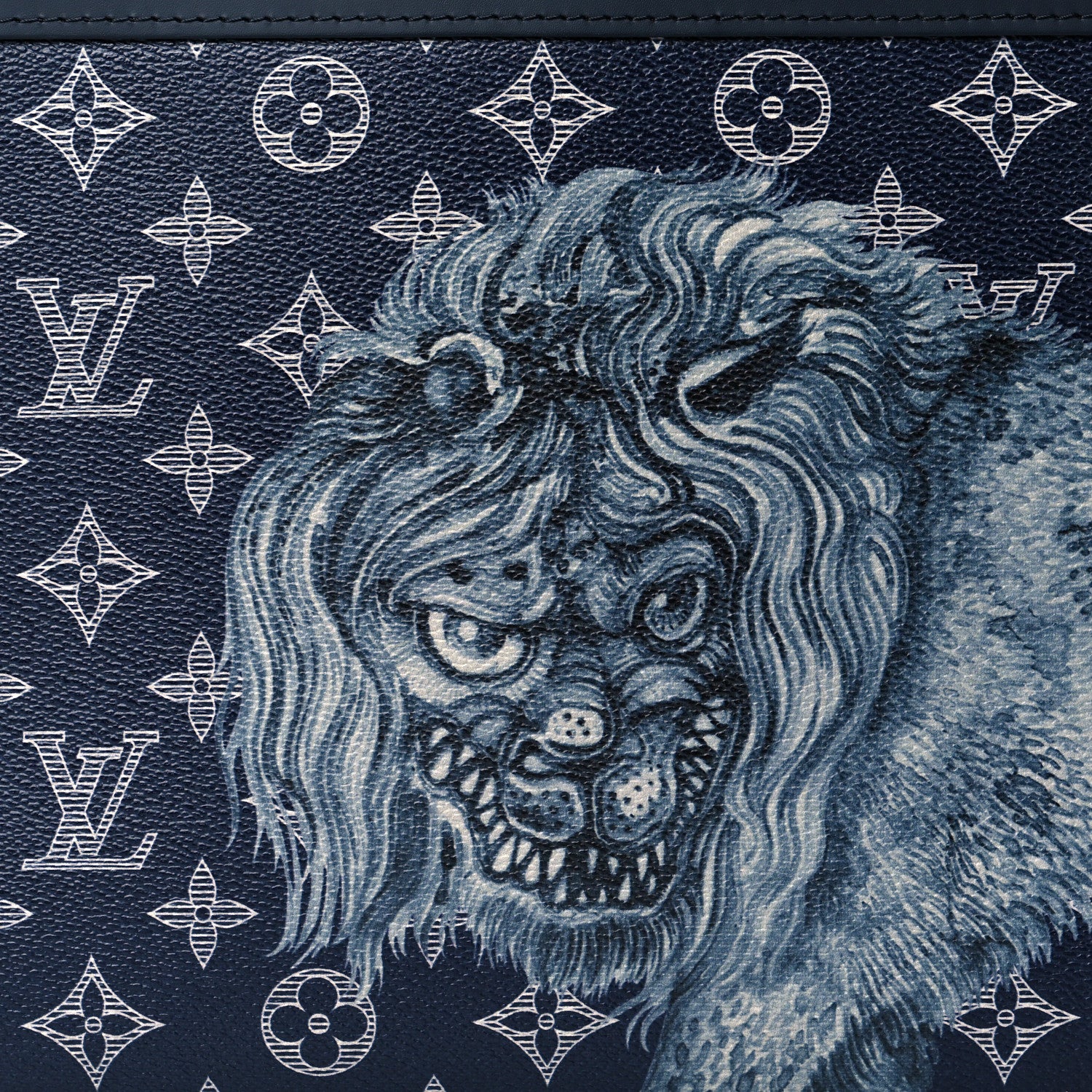 Louis Vuitton Savane Monogram Chapman Lion Pochette Voyage MM Ink 8 of 10