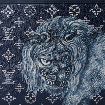 Louis Vuitton Savane Monogram Chapman Lion Pochette Voyage MM Ink 8 of 10