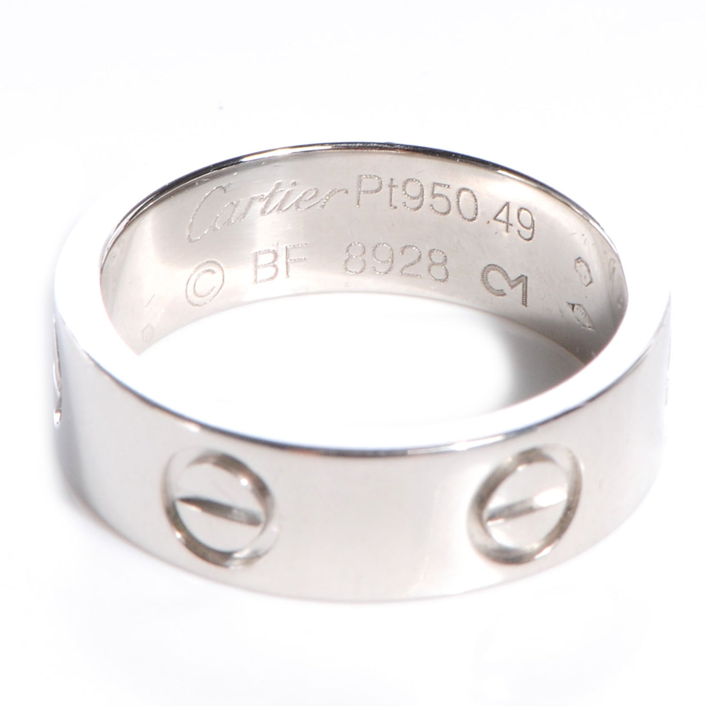 Platinum 5mm Love Ring Size 49 US 4.75