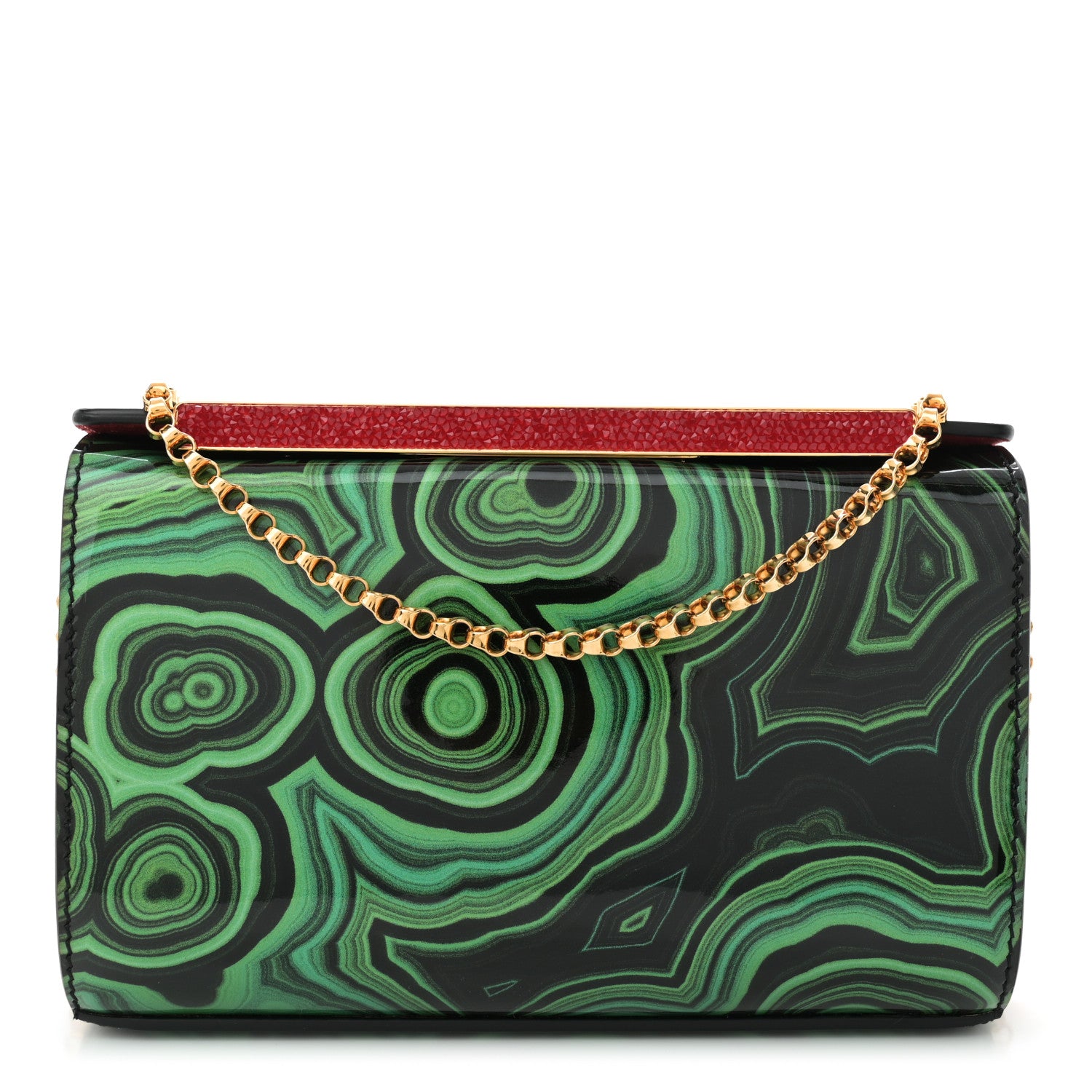 Christian Louboutin Patent Crystal Malachite Vanite Clutch Green Multicolor 1 of 9