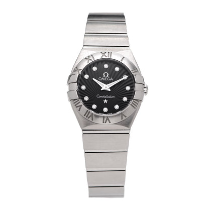 Omega Stainless Steel Diamond 24mm Constellation Quartz Watch Black 123.10.24.60.51.001 1 of 6