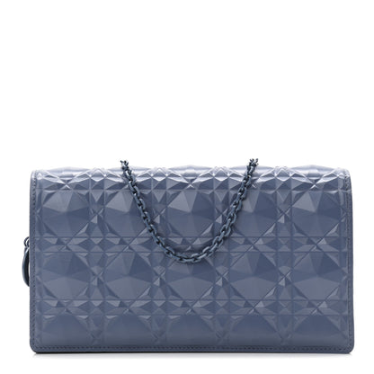 Christian Dior Calfskin Cannage Diamond Lady Dior Chain Wallet Blue 3 of 11
